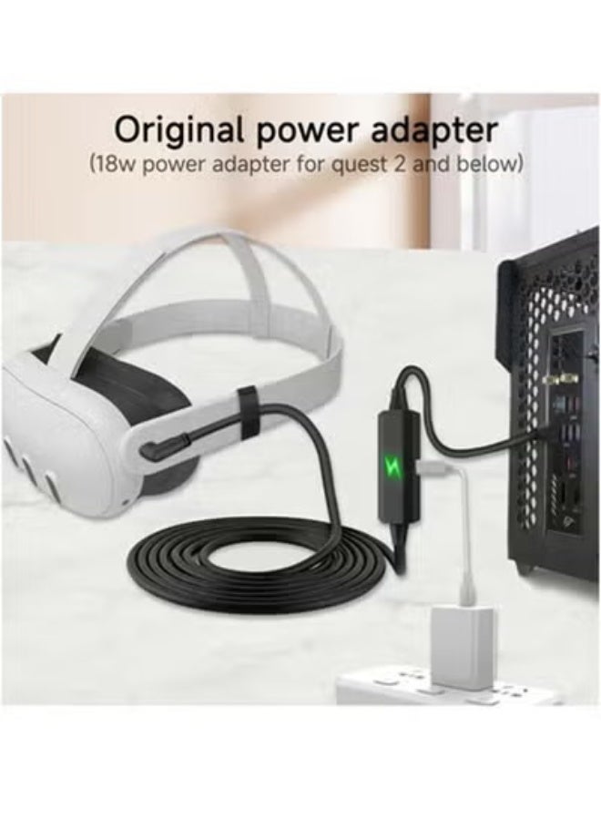 fantasize كابل رابط متوافق مع ميتا كويست 3، لتمديد وقت اللعب، كابل شحن USB A إلى USB C بطول 16 قدم متوافق مع Oculus Quest 2/ نظارات Pico VR والاتصال بالكمبيوتر - Image 3